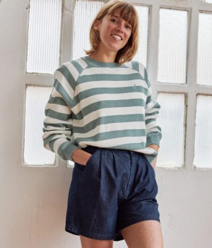 Kurzärmliges Swingkleid mit U-Ausschnitt für Damen